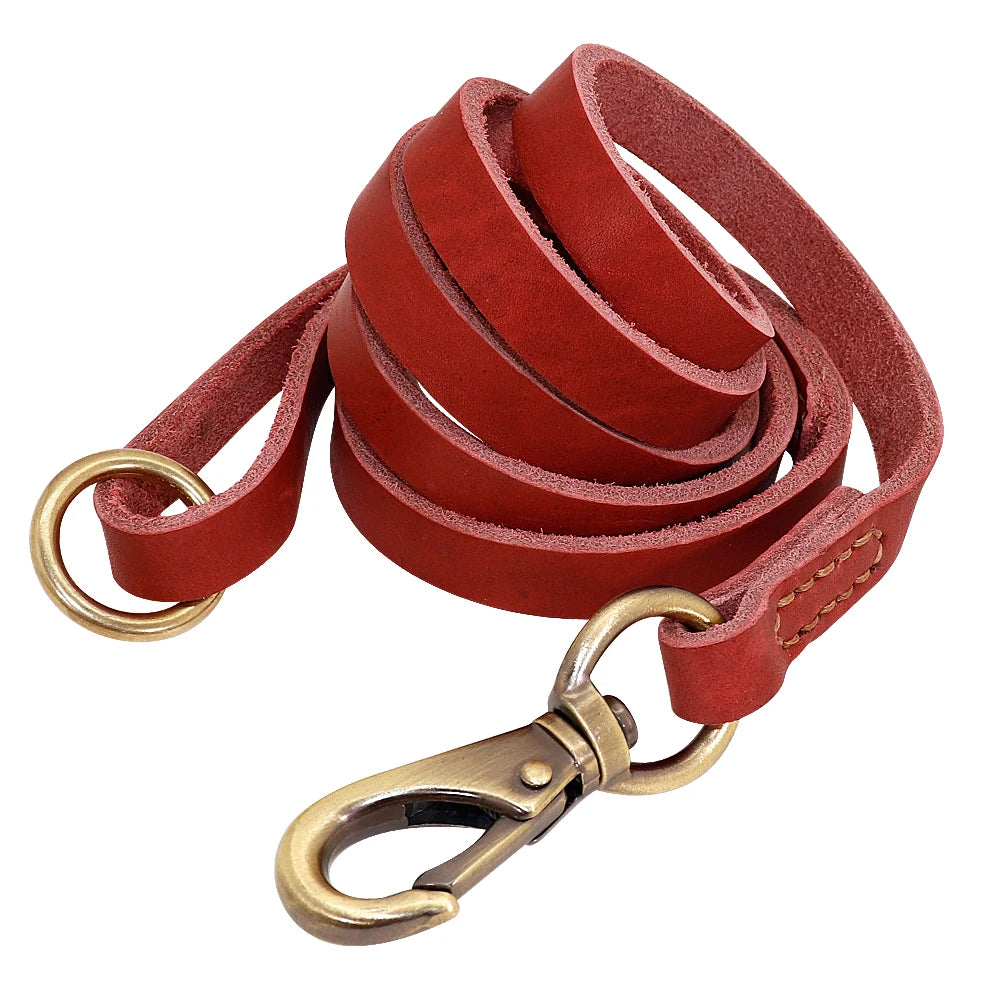 NEW Arrivals Real Leather Dog Leash 150cm Pet Walking Training Leads Genuine Leather for German Shepherd Golden Retriever Medium Large Dogs Leash Pets Supplies