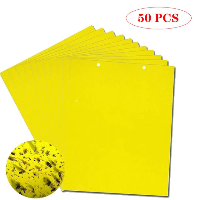 NEW Arrivals 50-100pcs Strong Fruit Fly Traps Bugs Yellow Sticky Board Pest Control Insect killer Two-Sided Glue Paper Trap for Kill Pests