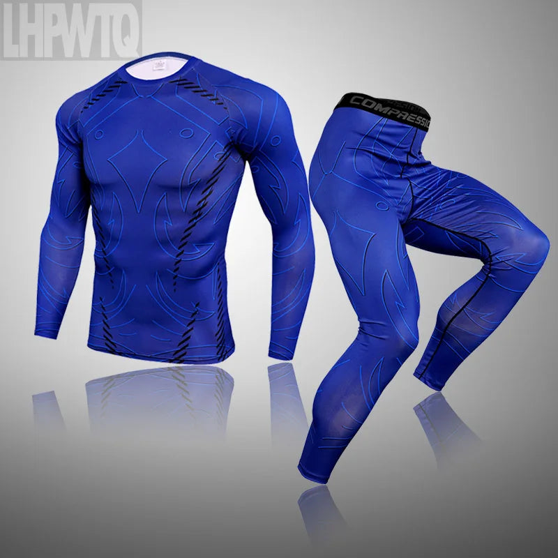 NEW 2PCS Set S-3XL Plus Size Winter Tight Tactical Thermal Underwear Men Outdoor Sports Function Breathable Training Cycling ThermL Underwear Long Johns Sports Apparel Supplies