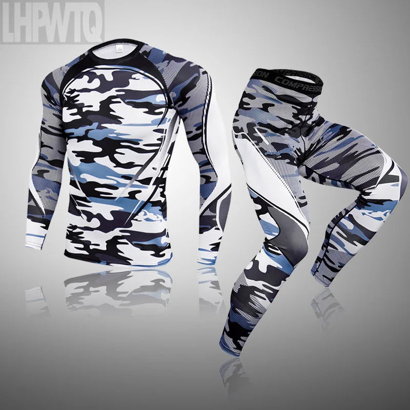 NEW 2PCS Set S-3XL Plus Size Winter Tight Tactical Thermal Underwear Men Outdoor Sports Function Breathable Training Cycling ThermL Underwear Long Johns Sports Apparel Supplies