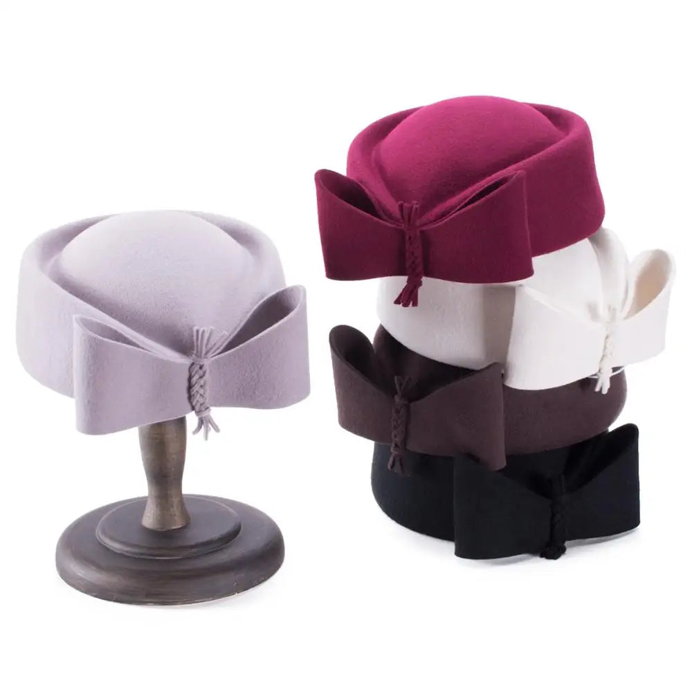 Lawliet Teardrop Fascinator Women Vintage Look Pillbox Hat Top Fancy Wool Felt Hat Cocktail Racing Party Wedding Church A253