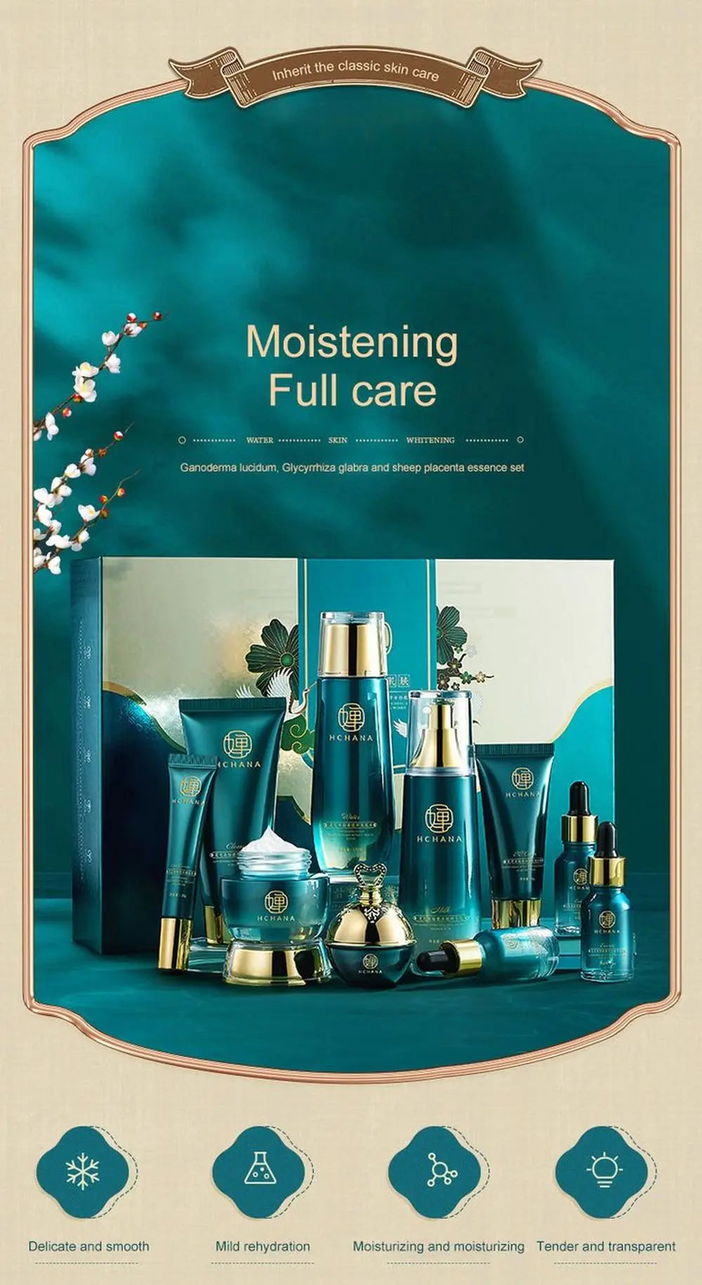 NEW Arrivals 10PCS Korean Set Ganoderma Lucidum Face Skin Care Product Facial Cleanser Toner Essence Milk Essence Cream Eye Cream BB Cream Set Korean Skin Care Products