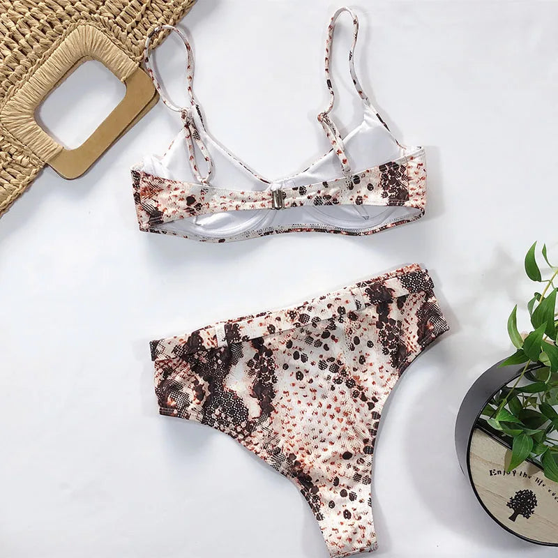 Sanderala Women Leopard Bikini Set Swimsuit Lady Padded Swimsuit Female Padded Summer Girls Beachwear Sexy Bathing Suits