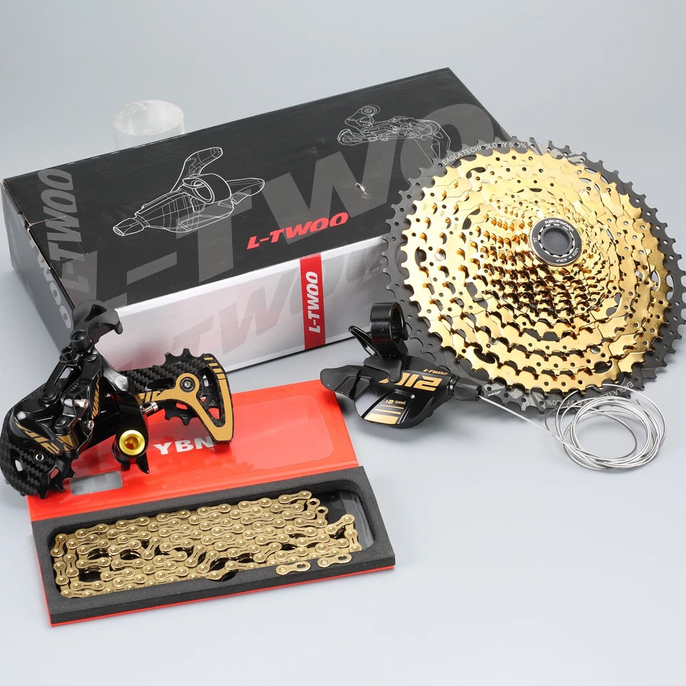 NEW Top Quality MTB Mountain Bike 12 Speed Group Set 12s 11-52T Cassette Shifter Rear Derailleur Shift Chain 12S Gold Group Set For SRAM Shimano Bicycle Accessories Sports Supplies