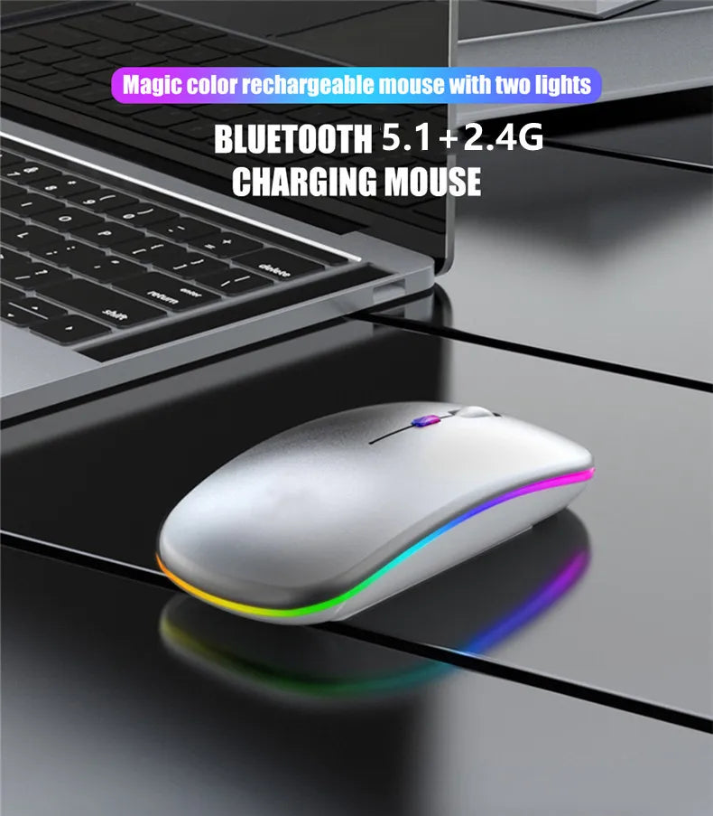 NEW Wireless Mouse Rechargeable Silent LED Backlit Mice PC Laptop Computer Mouse 2.4Ghz Receiver Bluetooth Dual Mode Optical Mice Computer Accessories Electronic Supplies