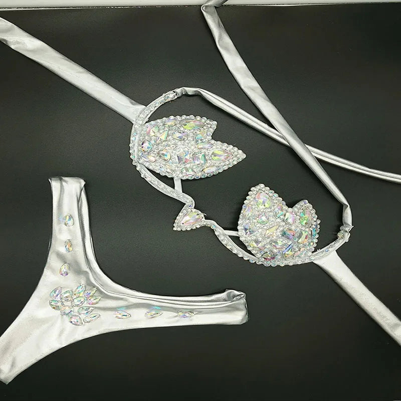 Rhinestone Bikini Set Sexy Women Bathing Suit High Quality Swimsuit Push Up Diamond Beachwear