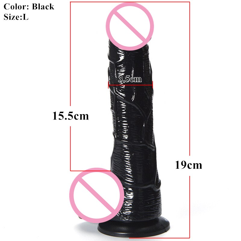MwOiiOwM 19cm Whopper Black Realistic Dildos Sucker Dick for Women, Erotic Sex Toys Simulation Male Penis Adult Products