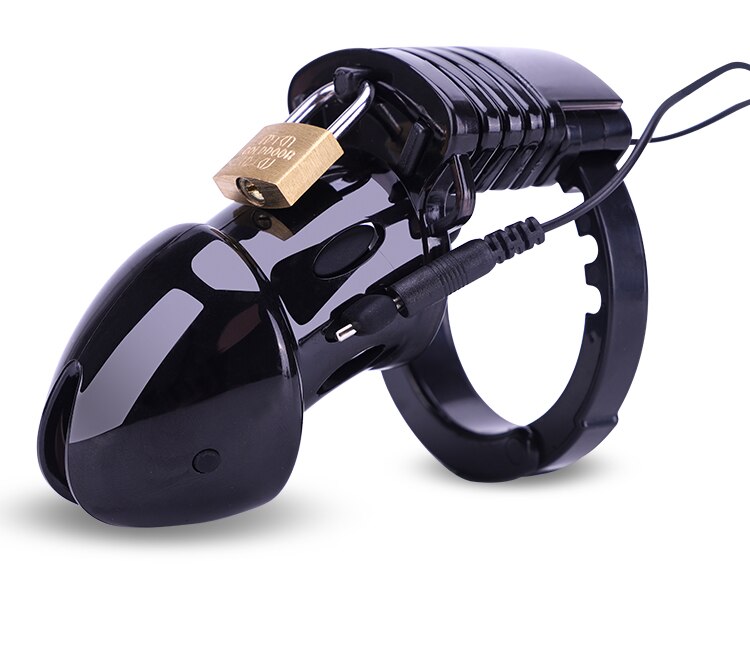 Electro Shock CB6000 Chastity Cage Ball Stretcher,Electric Stimulation Cock Cage,BDSM Timer Lock Ring Male Chastity Belt Sex Toy