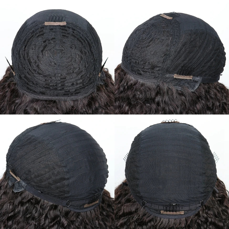 NEW Blonde and Afro Kinky Curly Bob 8-16Inc 180-250 Density Wig Human Natural Hair Machine Made Glueless Wig With Bangs Brazilian Ombre Blonde and Black Short Bob Wigs Human Hair