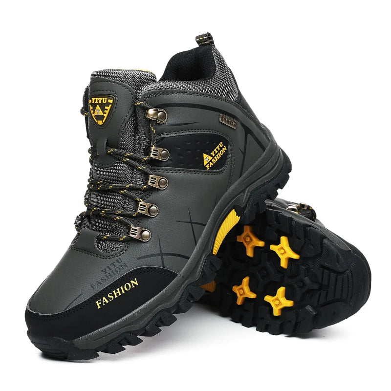 Brand Men Winter Snow Boots Waterproof Leather Sneakers Super Warm Men's Boots Outdoor Male Hiking Boots Work Shoes Size 39-47