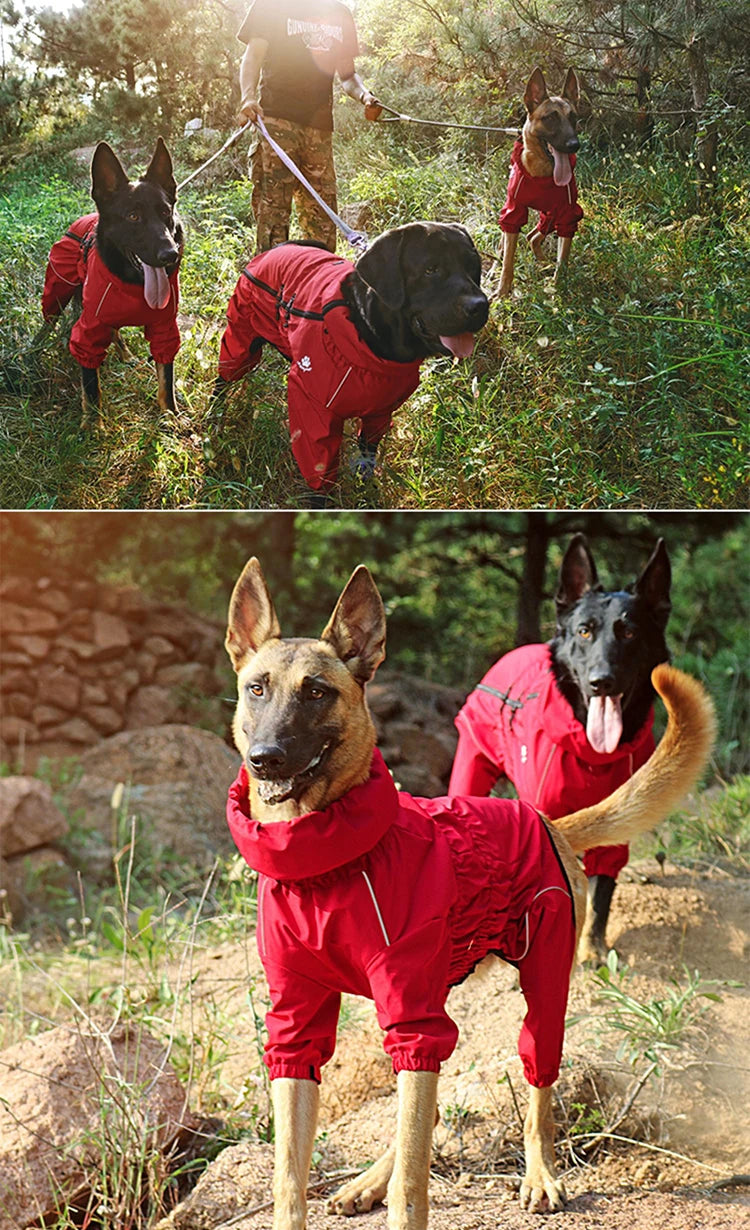 NEW S-5XL Plus Size Black/Red Waterproof Pet Dog Outdoor Jacket Clothes Winter Warm Coat Big Jumpsuit Reflective Raincoat For Small Medium Large Dogs Clothing Accessories Pets Supplies