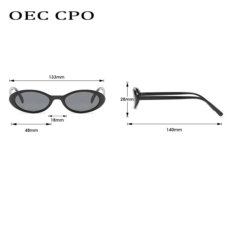 OEC CPO Sexy Small Oval Women's Sunglasses 2023 New Fashion Leopard Brown Hot Sun Glasses Female Retro Colorful Shade Eyeglass
