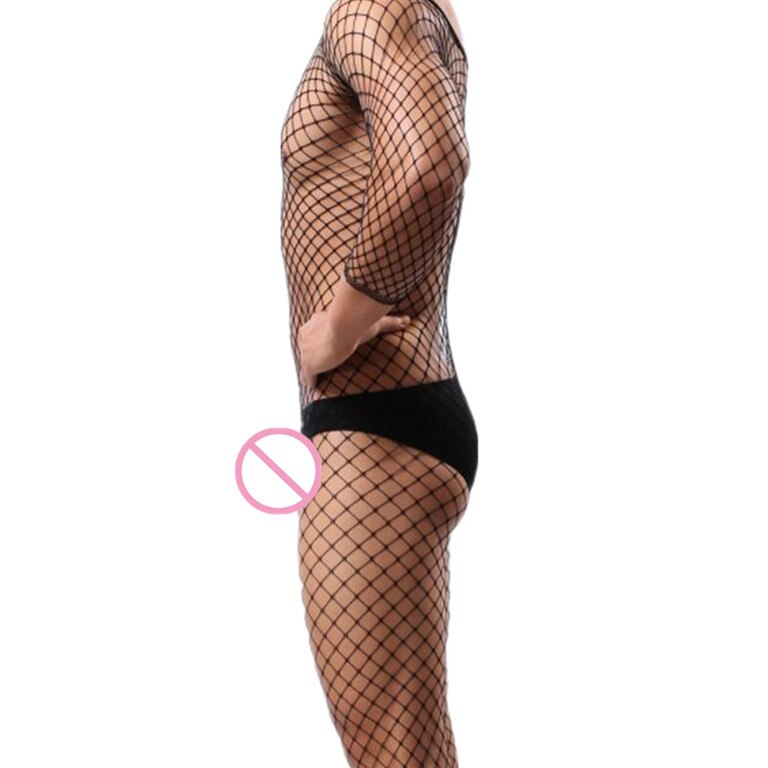 Fetish Men Gay Crossdress Wear Open Crotch Bodystocking Sexy Male Lingerie Porno Sex Transparent Sleepwear Fishnet Body Stocking