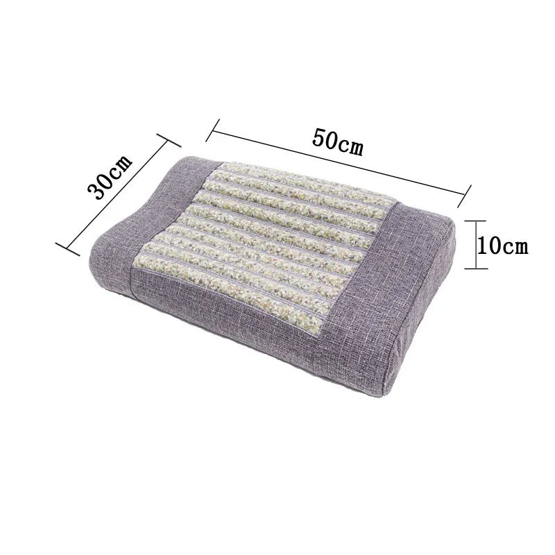Natural Jade Crystal Tourmaline Memory Foam Jade Pillow Ergonomic Cervical Neck Support Cooling Sleep Pillow for Adult Night Rest Relaxation Head Massage Accessories Health Care Supplies