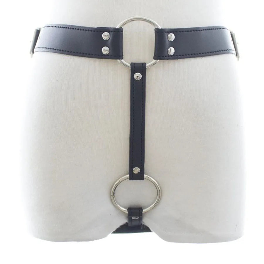 Adult Leather Strapon Harness Man Gays Cock Ring and Butt Plug ,Male Chastity Shorts Device Remote Control,BDSM Bondage Adult Toy