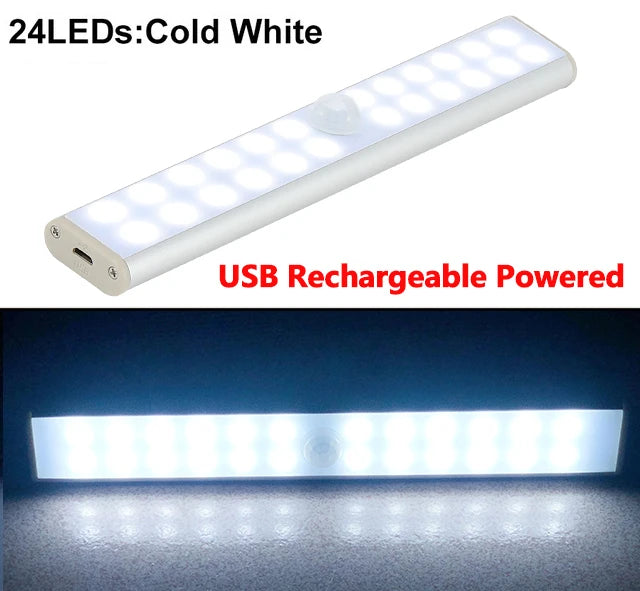 NEW Arrivals Motion Sensor LED Closet Wardrobe Cabinet Office Kitchen Bathroom Light 6 10 24 40 60 LEDs Under Cabinet Light Magnetic Night Lamp For Kitchen Stairs Wardrobe Cupboard Home Lighting Accessories