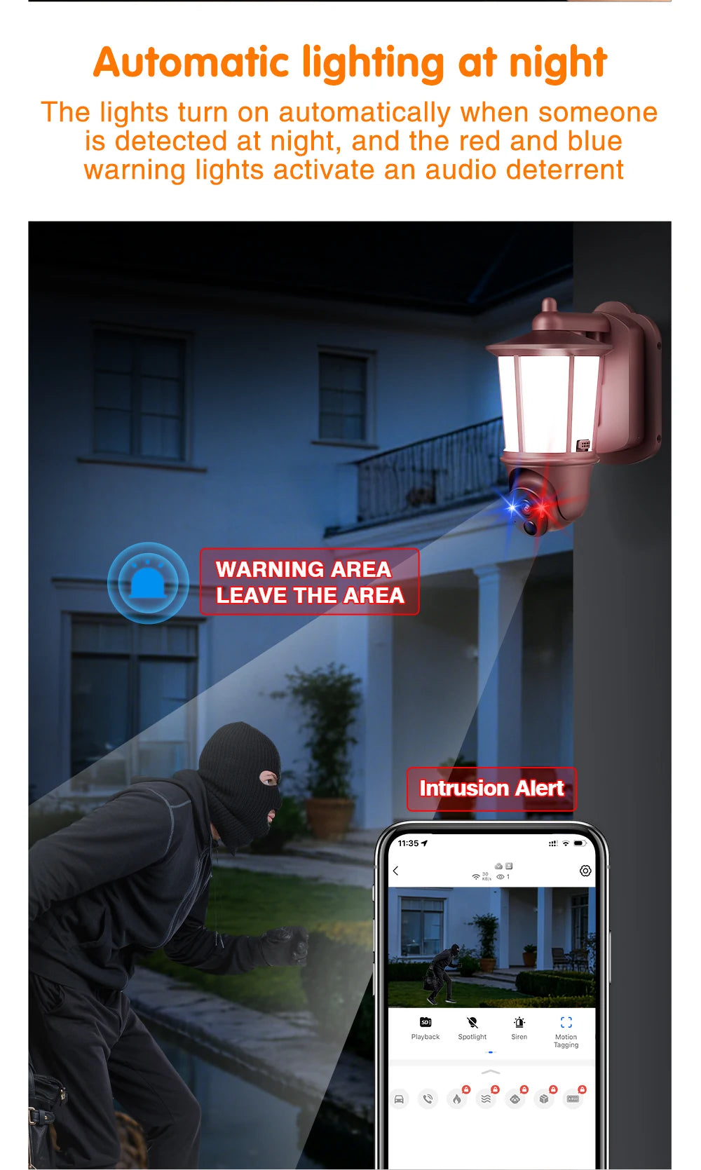 NEW Arrivals Home Villa 3MP Latest Light Control Ai Smart Phone Wi-Fi Camera Sound Alarm Wireless Security CCTV Floodlight with Two-Way Audio AI Functions Home Security Supplies