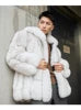 BEST PRICE White/Black Color M-3XL Plus Size Men's New Trendy Male Real Silver Fox Fur Lapel Design Coats Silver Fox Fluffy Furry Fur Coat Fur Jacket Gentleman Luxury Apparel Supplies