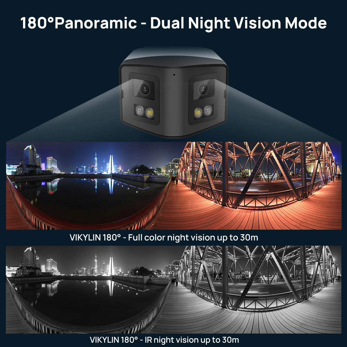 NEW Arrivals H.265 HIK Compatible 4MP 8MP HD 180 Degree Panoramic Dual Lens Color VU IP PoE Security Camera Full Metal Outdoor Night Vision Bullet Camera Home Security Supplies