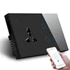 Smart WI-FI 4Gang Black/White Color Socket Touch Switch With 3Pn Electrical Multi Function Wall Mounted with Alexa Voice Google Work Home Lighting Supplies