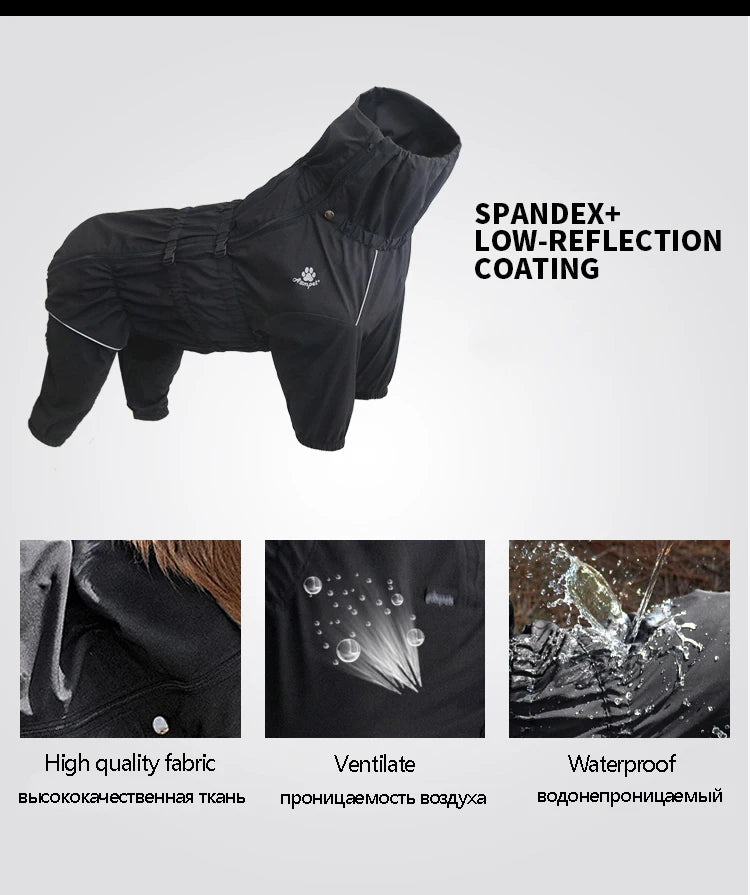 NEW S-5XL Plus Size Black/Red Waterproof Pet Dog Outdoor Jacket Clothes Winter Warm Coat Big Jumpsuit Reflective Raincoat For Small Medium Large Dogs Clothing Accessories Pets Supplies