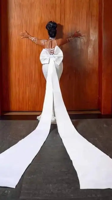 NEW Arrivals Women Luxury Wedding Dress White/Ivory Color New High Quality Custom Tube Top Trailing Super Fairy Plus Size Wedding Evening Party Dress