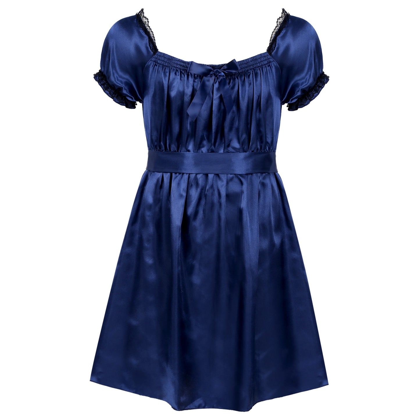 Mens Crossdress Lingerie Dresses Sissy Sexy Babydoll Babydoll Dress Square Neckline Satin High Low Dress Underwear Sleepwear