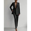 Boutique HOT SALE New Italian Fashion S-2XL 8 Colors Casual Career Double Breasted Long Sleeve Suit Jacket Long Pants Women's Luxury Blazer Top Quality Office Lady Business Dinner Suit Ladies Clothing Supplies.