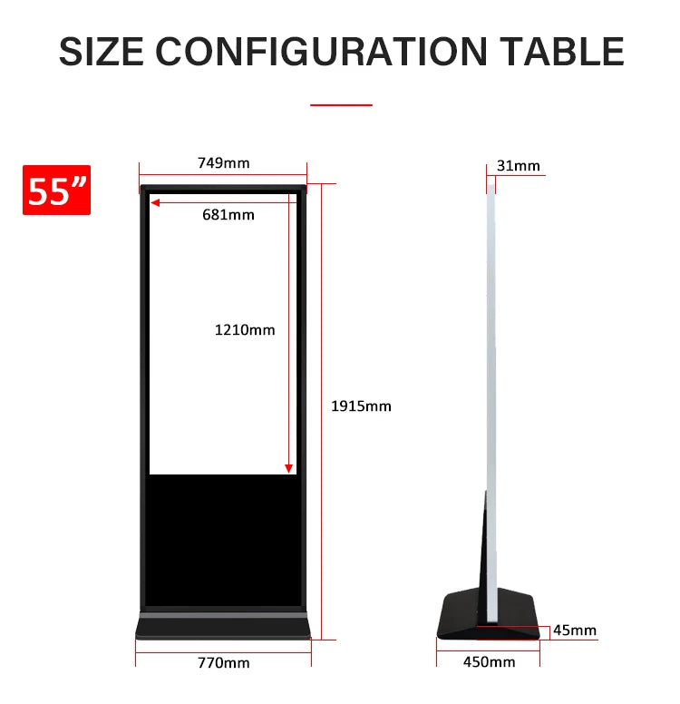 HOT SALE 55*/65*Inch Large Touch Screen Video Wall Business Stores Shopping Mall Restaurants Professional Floor Stand 4k Android Outdoor Indoor LCD Digital Signage Video Wall Advertising Playing TV Equipment
