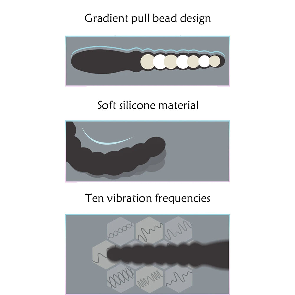 10 Speed Anal Vibrator Anal Beads Prostate Massage Dual Motor Butt Plug Stimulator USB Charge Vibrators Sex Toys For Men Women