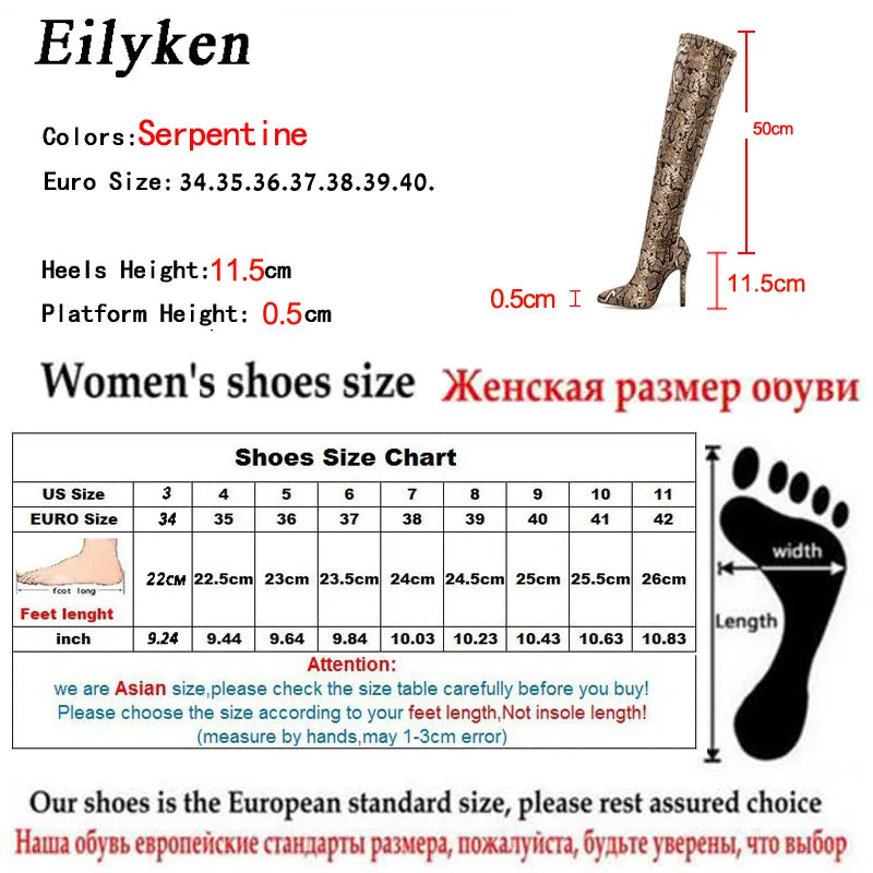 Low-Price Sales are Limited Luxury Leopard Grain Serpentine Long Boots Women High Heel Boot Pointed Toe Sexy Nigh Club Pole Dance Shoes Thigh High Over-The-Knee Booties Ladies Girls Luxury Fashion Apparel Accessories Clothing