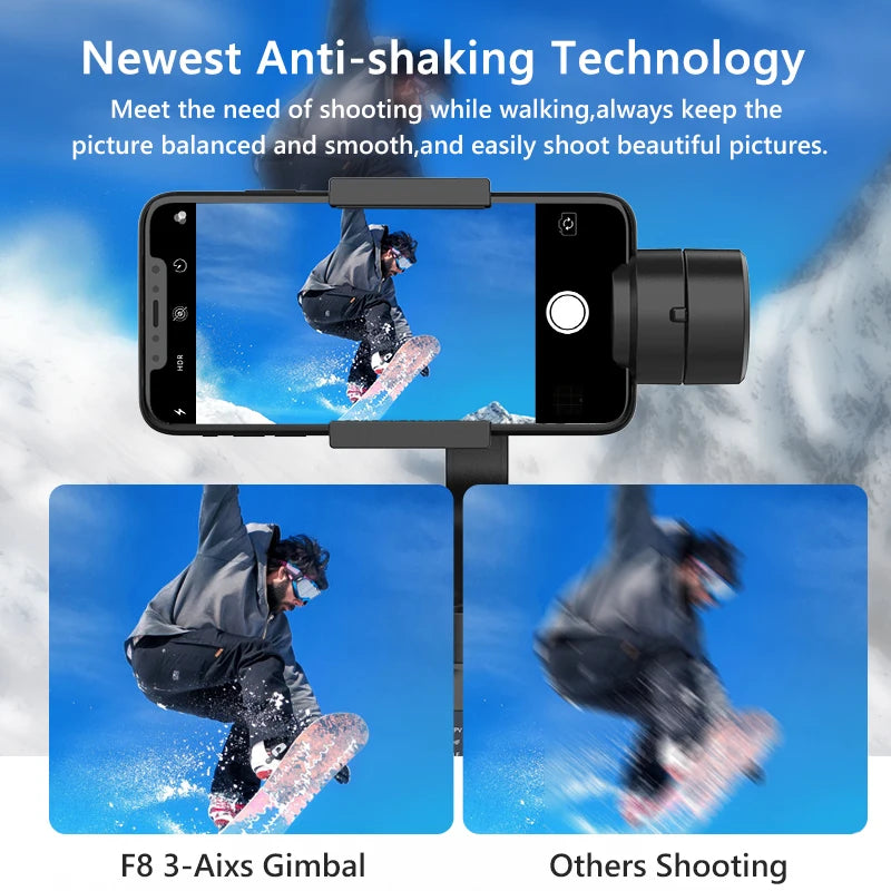 F8 Handheld 3-Axis Gimbal Phone Holder Anti Shake Live Streaming Video Record Stabilizer for Xiaomi iPhone Cellphone Smartphone Products Electronics Supplies