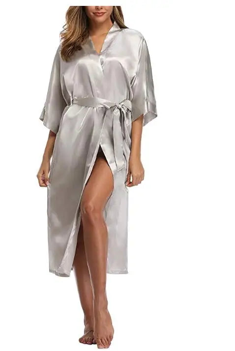 NEW Arrivals S-4XL PLUS SIZE 8 Colors High Quality Women Silk Rayon Robe Sexy Long Lingerie Sleepwear Kimono Yukata Nightgown Ladies Luxury Nightgowns