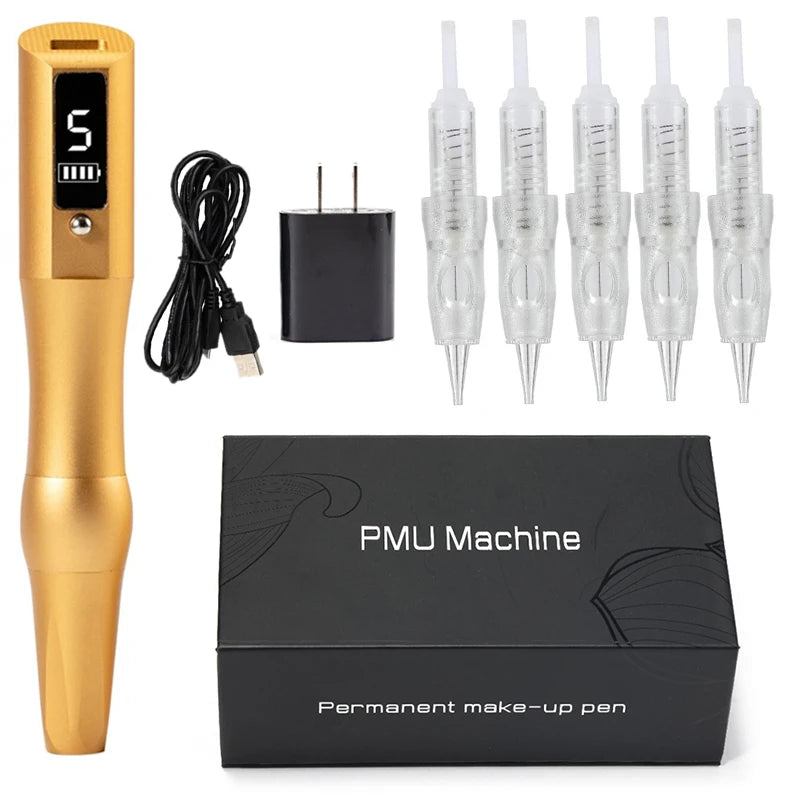 NEW Arrivals Wireless Tattoo Machine PMU Pen Professional Permanent Makeup Microblading Eyebrow Lip For Body Art Tool With Cartridge Needles
