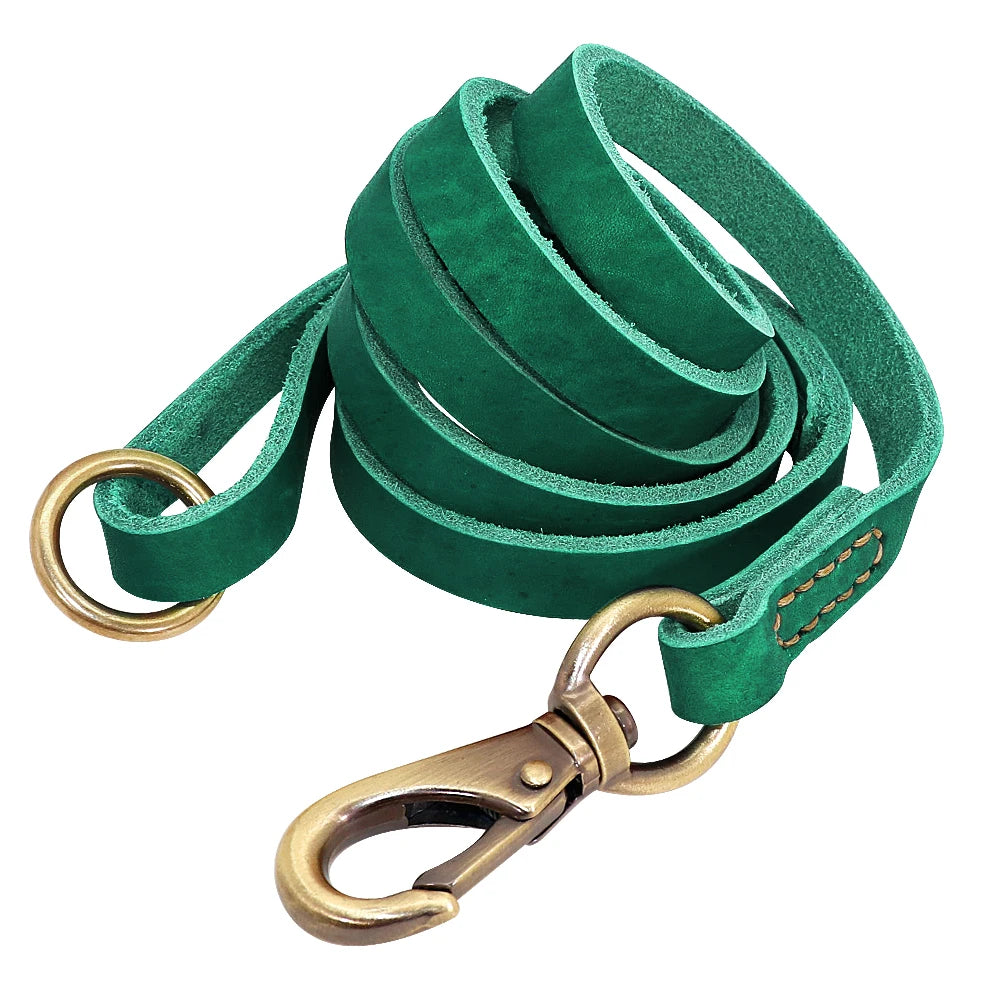NEW Arrivals Real Leather Dog Leash 150cm Pet Walking Training Leads Genuine Leather for German Shepherd Golden Retriever Medium Large Dogs Leash Pets Supplies