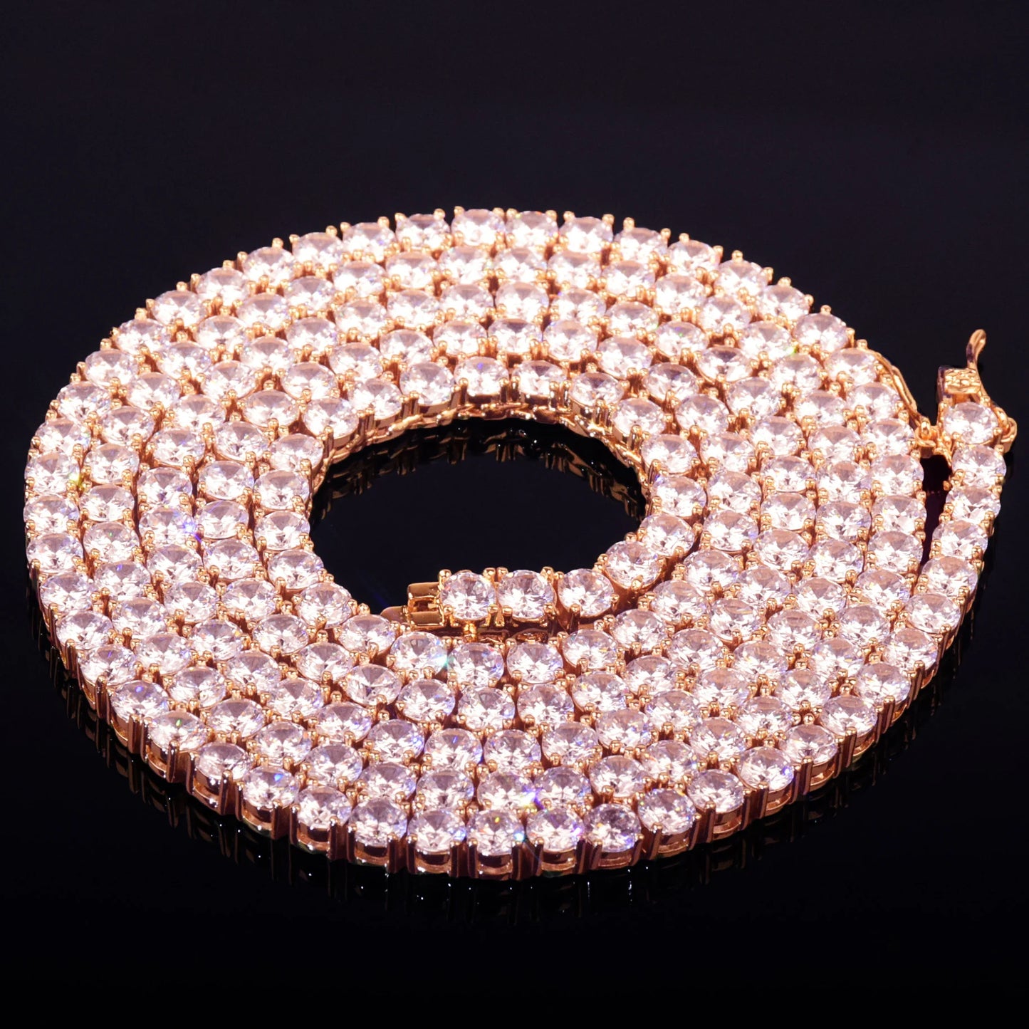 Luxury Gold Color Chain 4mm 5mm 6mm One Row Zircon Necklace Link For Men Women Hip Hop Jewelry Accessories