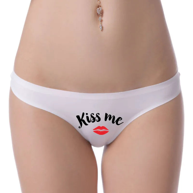 NEW Arrivals Red Lips KISS ME Women's Panties Sexy Girl's Underwear Underpants Brief Female T-Back G-String Thongs for Ladies