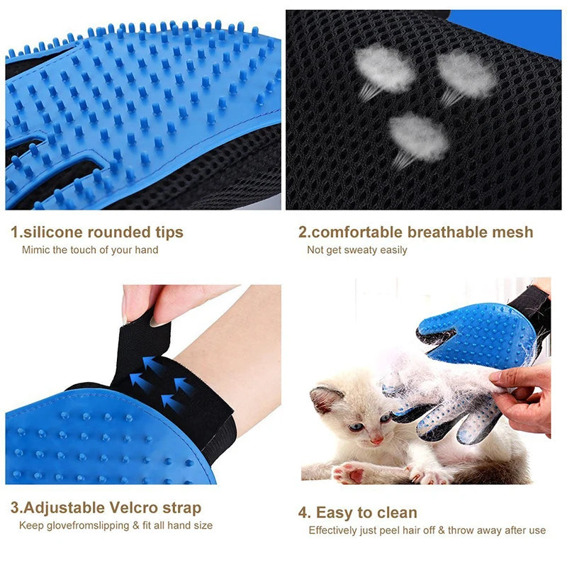 NEW Arrivals 1 Pair 4 Colors Silicone Pet Dog Cat Grooming Gloves Pet Cat Massage Glove Hair Brush Shower Comb Dog Bath Shower Cleaning Tools Pets Supplies