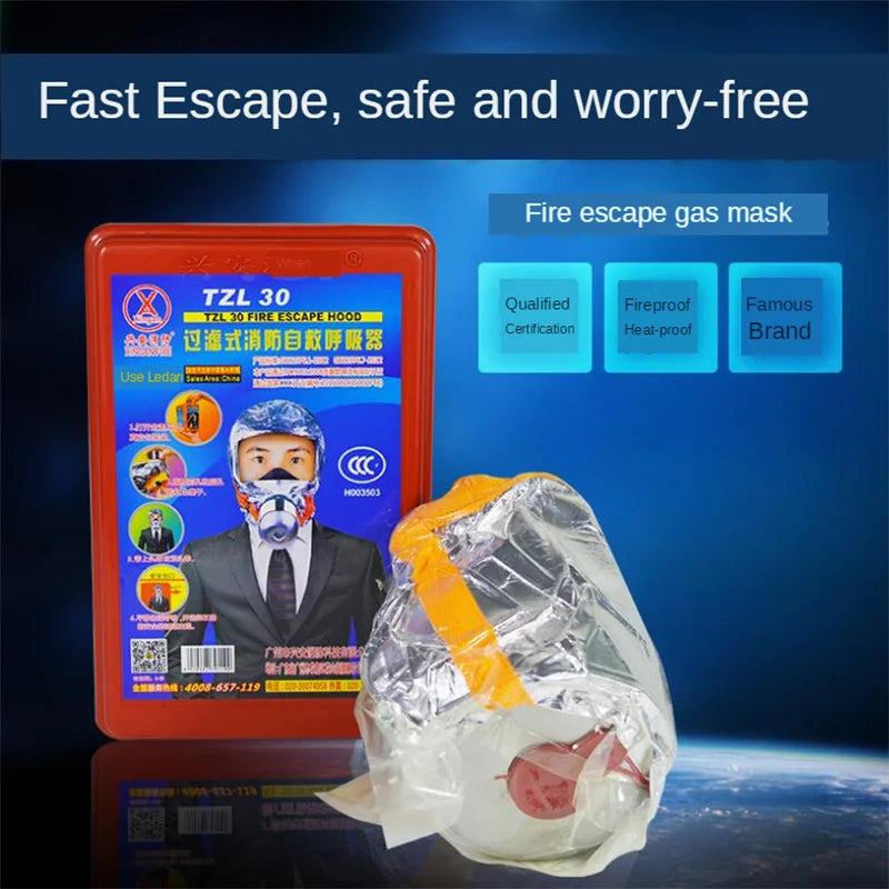 BRAND NEW High Quality Fire Escape Hood Forced CCC Certification 500* Degree Anti-Smoking Fire Dust Carbon Respirator Safety Emergency Escape Gas Mask PM016