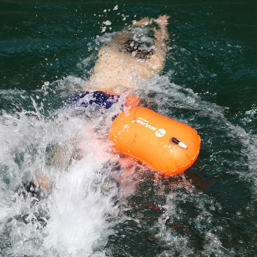 NEW Swim Safe Buoy Tow Floats Inflatable Life Saving Swim Buoy PVC Inflated Air Drying Bag Drift Bag For Home Swimming Pool Open Water Beach Swimming Training Swimming Accessories