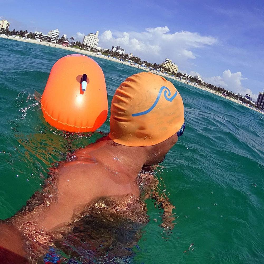 NEW Swim Safe Buoy Tow Floats Inflatable Life Saving Swim Buoy PVC Inflated Air Drying Bag Drift Bag For Home Swimming Pool Open Water Beach Swimming Training Swimming Accessories