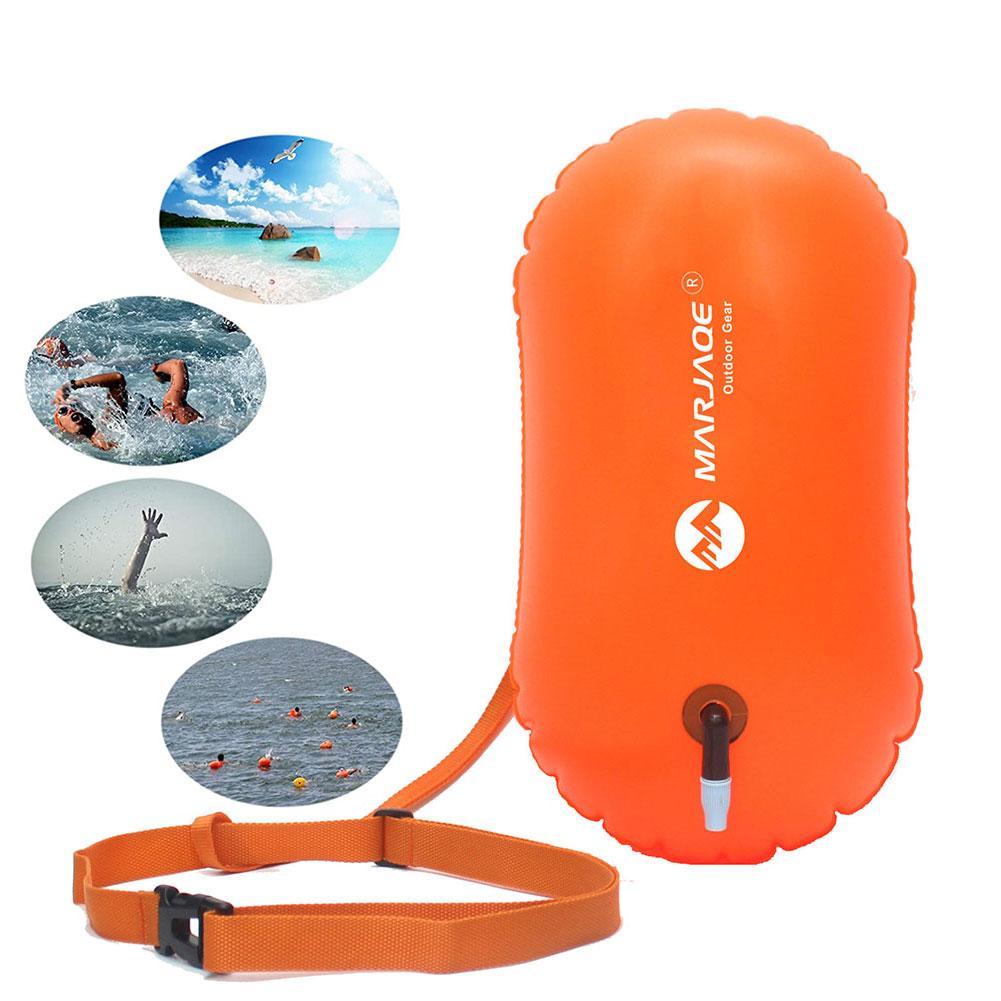 NEW Swim Safe Buoy Tow Floats Inflatable Life Saving Swim Buoy PVC Inflated Air Drying Bag Drift Bag For Home Swimming Pool Open Water Beach Swimming Training Swimming Accessories