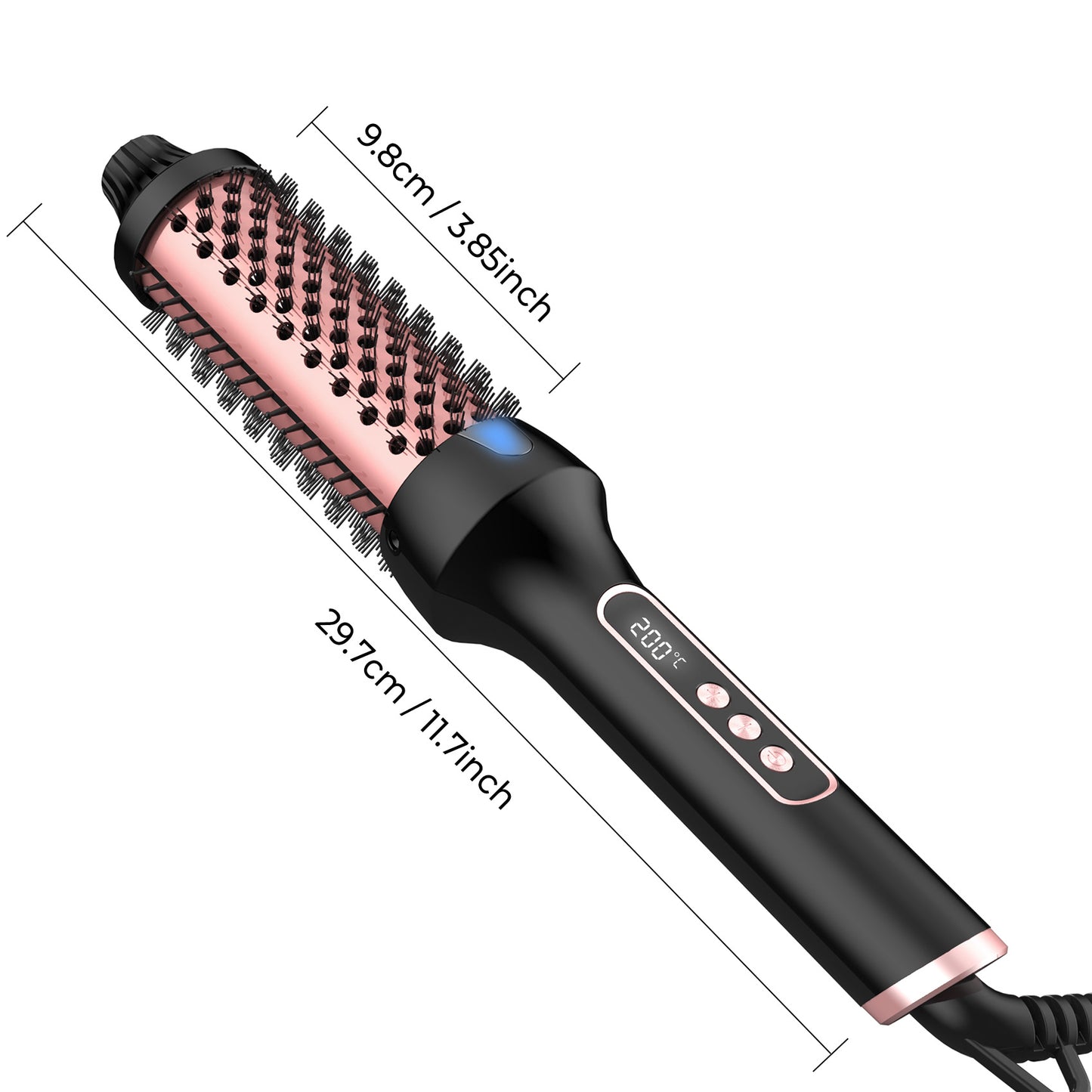 UK Plug Heated Styling Brush 3-in-1 Ionic Hair Curler/Straightener with Anti-Scald Electric Curl Wand Curling Iron Hair Styling Tools