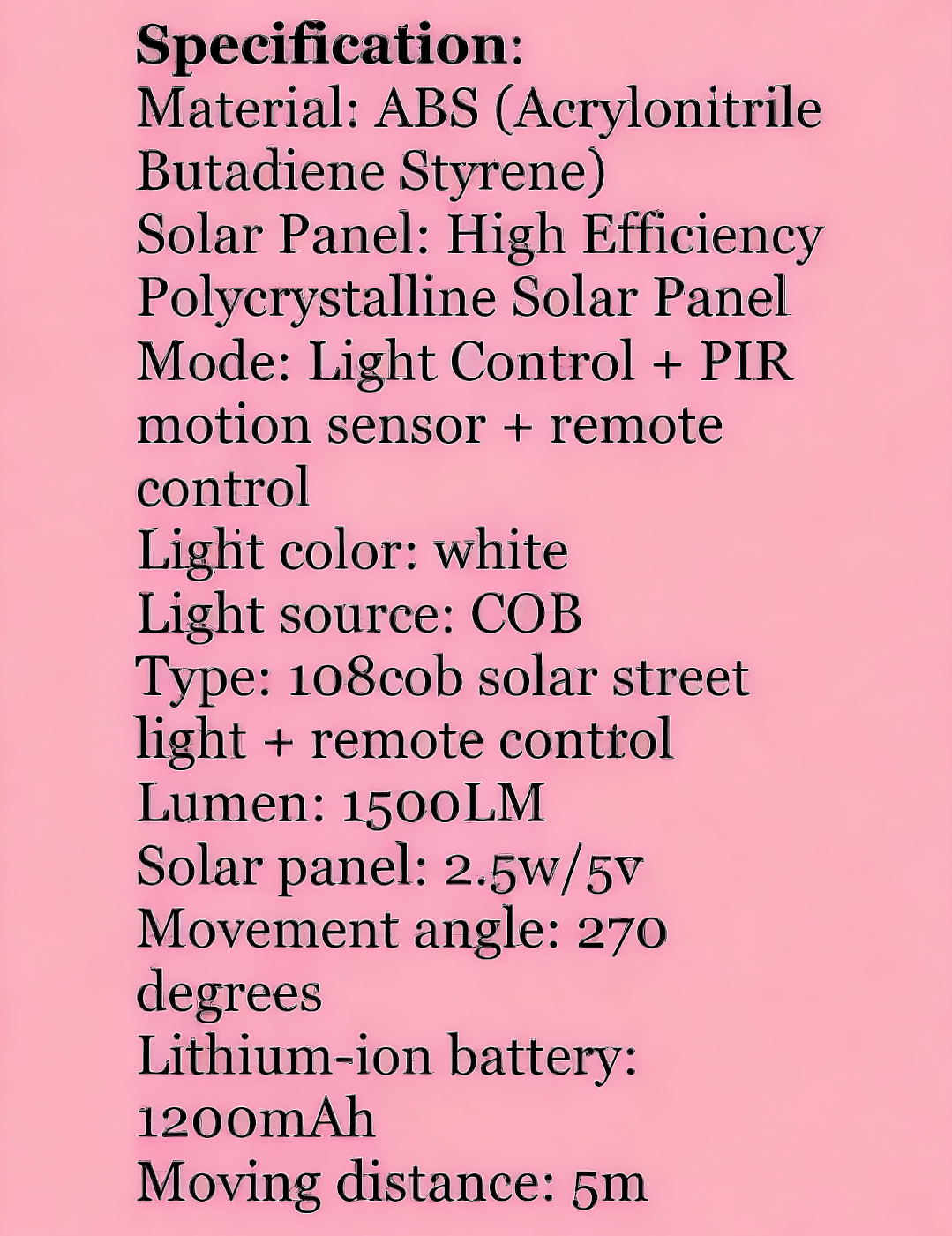 108 COB Sensor Street Lamp 3 Light Modes Outdoor Waterproof Security Solar Lamps for Garden Patio Path Remote Control Light