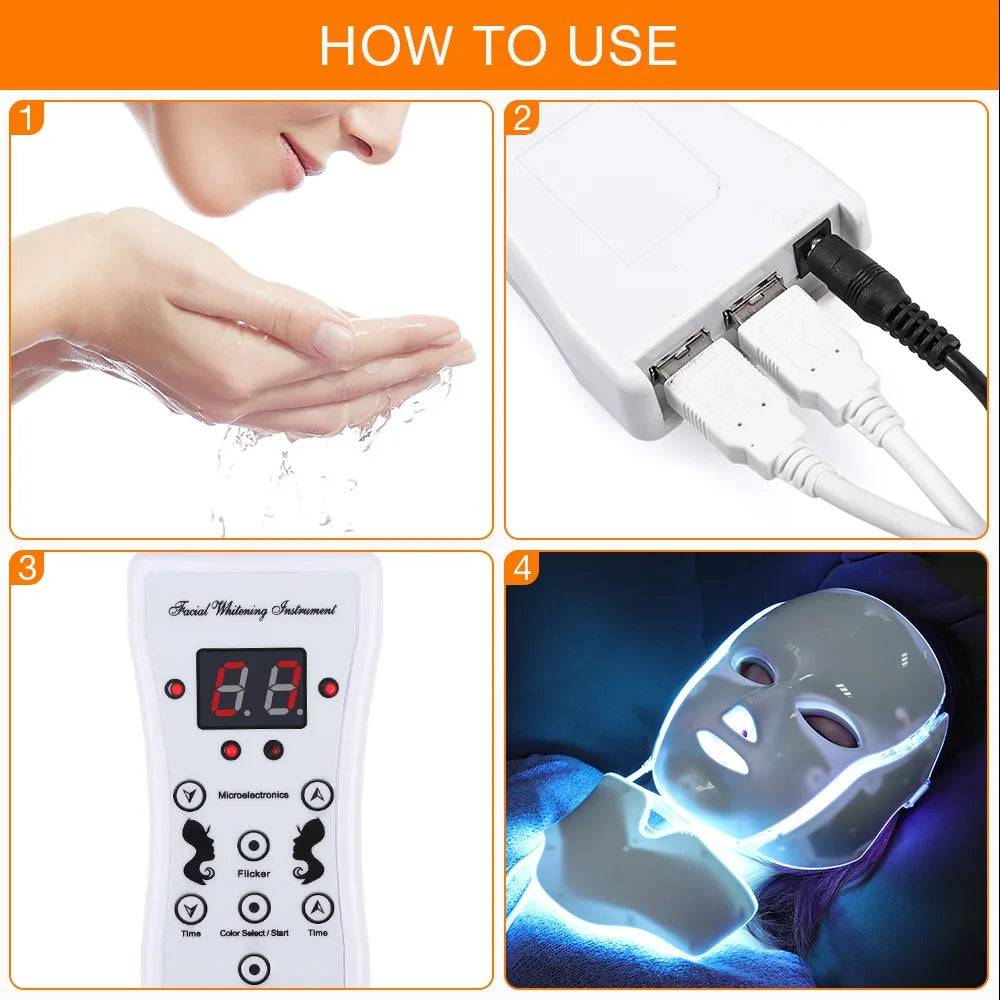 NEW Arrivals Air Bag-7 Colors Light LED Skin Care Facial Beauty Mask With Neck Skin Rejuvenation Treatment Beauty Anti Acne Therapy Whitening Women Skin Care Supplies