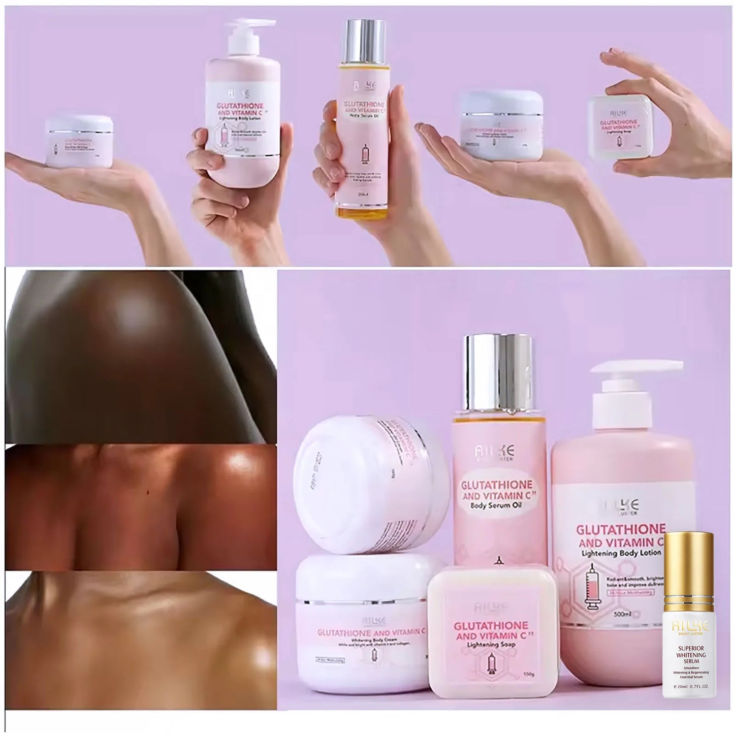 NEW Arrivals Korean High Quality Sets Whitening Remove Black Spots Facial Skin Care Lotion Moisturizing Cream Body Glutathion Vitamin C Black Skin Face Care Products