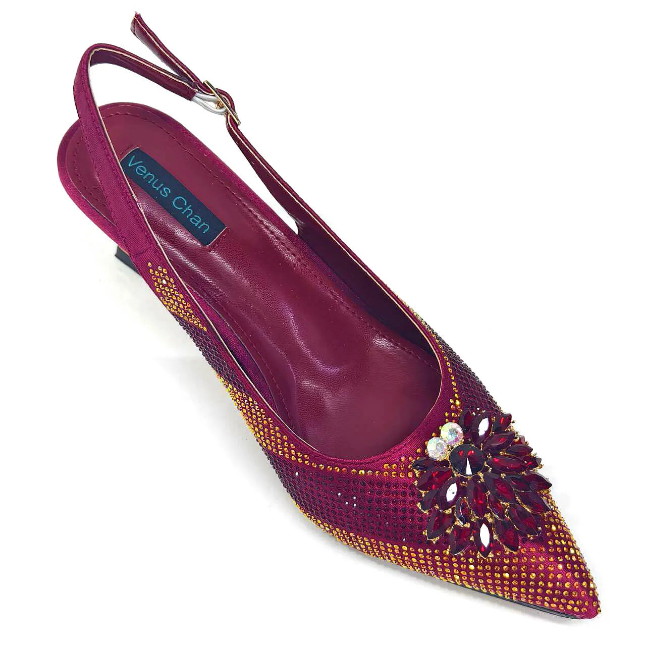 NEW Arrivals 8 Colors Italian Design Rhinestone Luxury Wine Colour Pointed Toe Shoe & Bag Matching Set Women's High Heels Night Club Business Dinner Evening Wedding Birthday Party Ladies Luxury Fashion Apparel Accessories Set