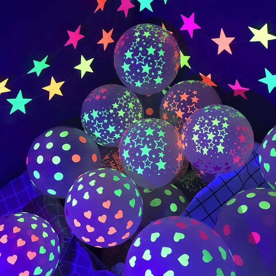 NEW 60PCS Set Happy Birthday Wedding Fluorescent Balloons Glow In The Dark Luminous Dots Latex Balloon For Birthday Wedding Party Decoration Gifts and Toys