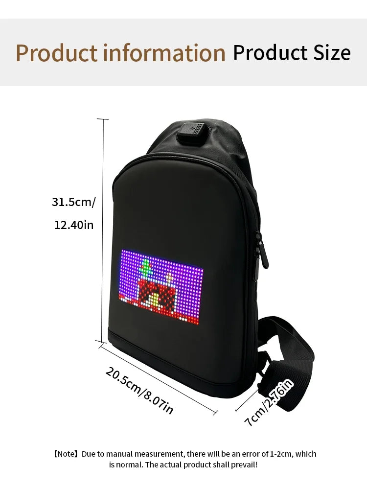 Led Waist Bag Smart APP LED Pixel Backpack for Women Men DIY Multilingual Graffiti Dynamic Shoulder Bag Chest Bag Led Display