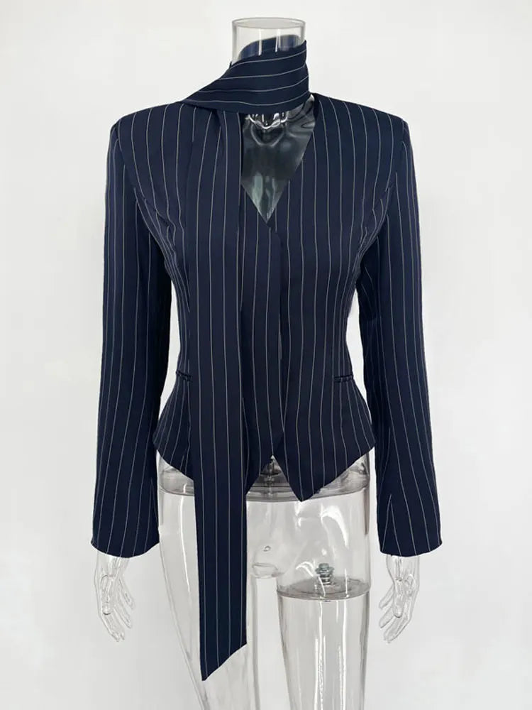 NEW 3PCS Set Female Suit Mini Skirt Elegant Striped Commute Patchwork Fashion Luxury V-Neck Party Looks For Women Suit Sets
